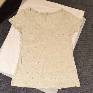 Banana Republic Embellished Gray V-Neck Tee Size S